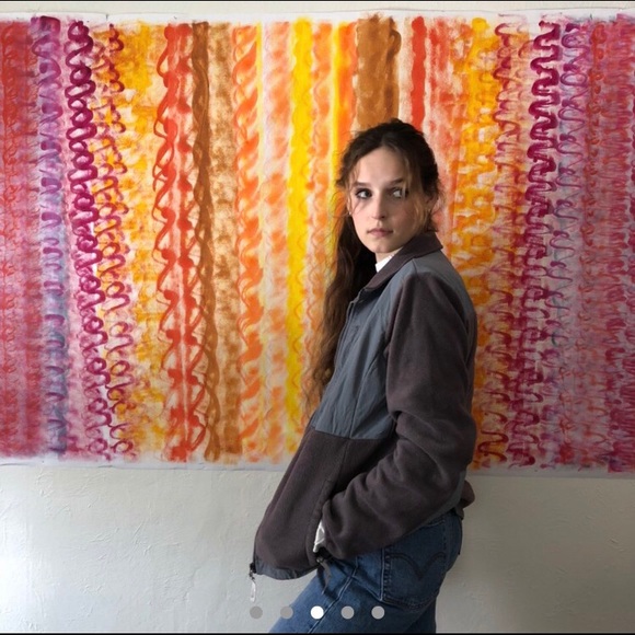 The North Face “Denali” style jacket in a mauve/purple fleece with gray accents. - Picture 4 of 5